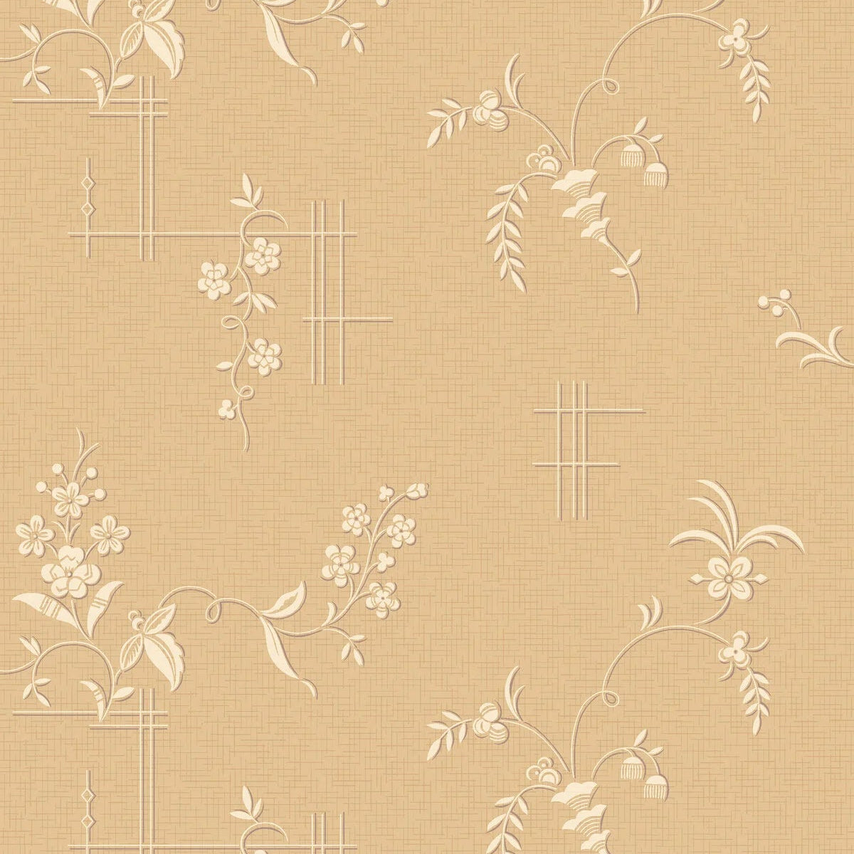 Non-woven paper wallpaper with a plant pattern ULRICEHAMN yellow