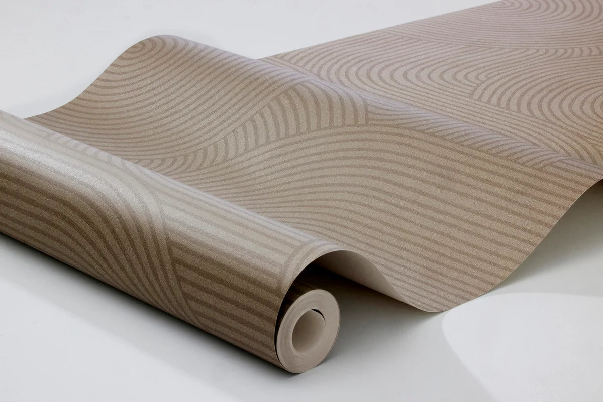 Paper non-woven wallpaper with geometric pattern ZEN brown