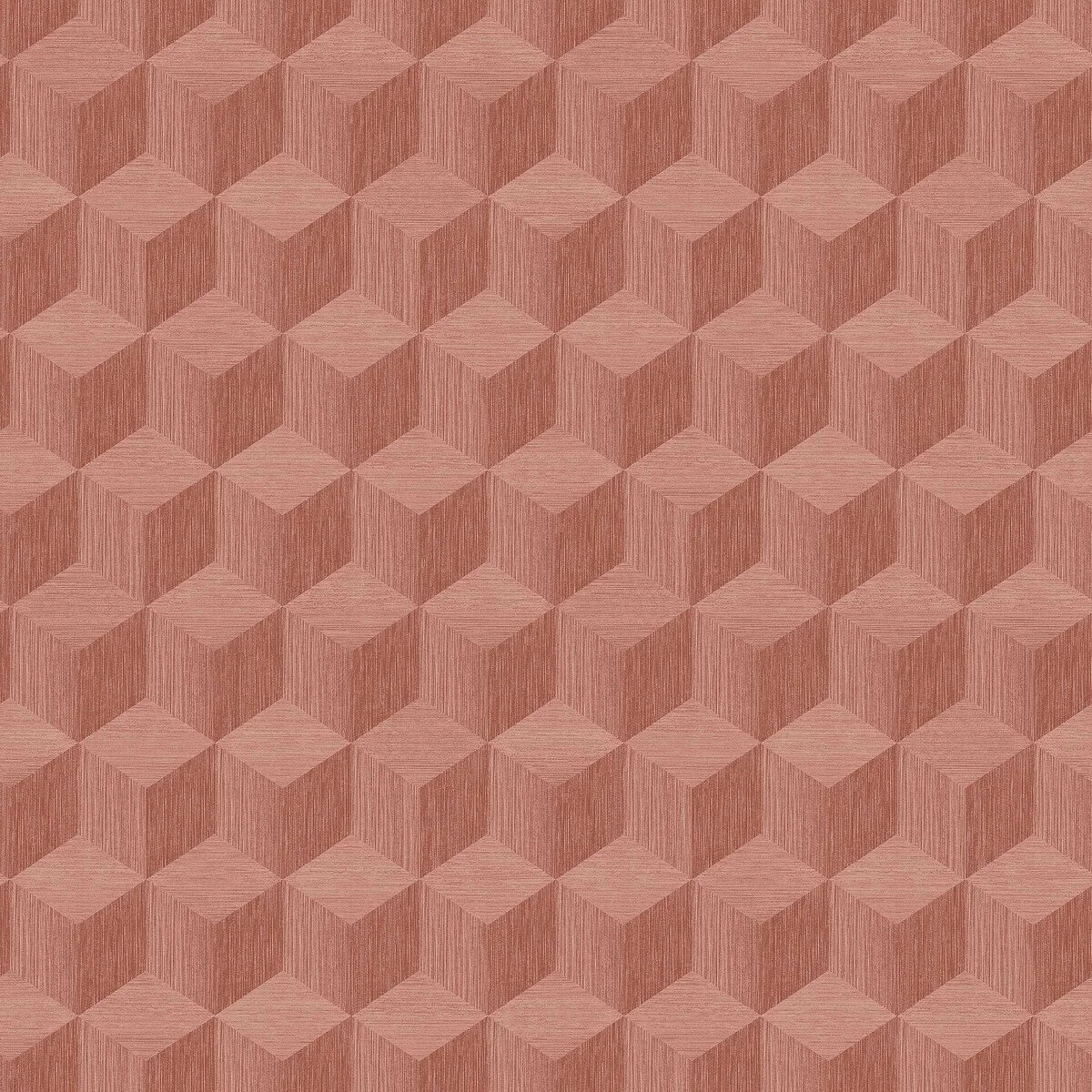 Non-woven paper wallpaper with geometric pattern CUBE terracotta