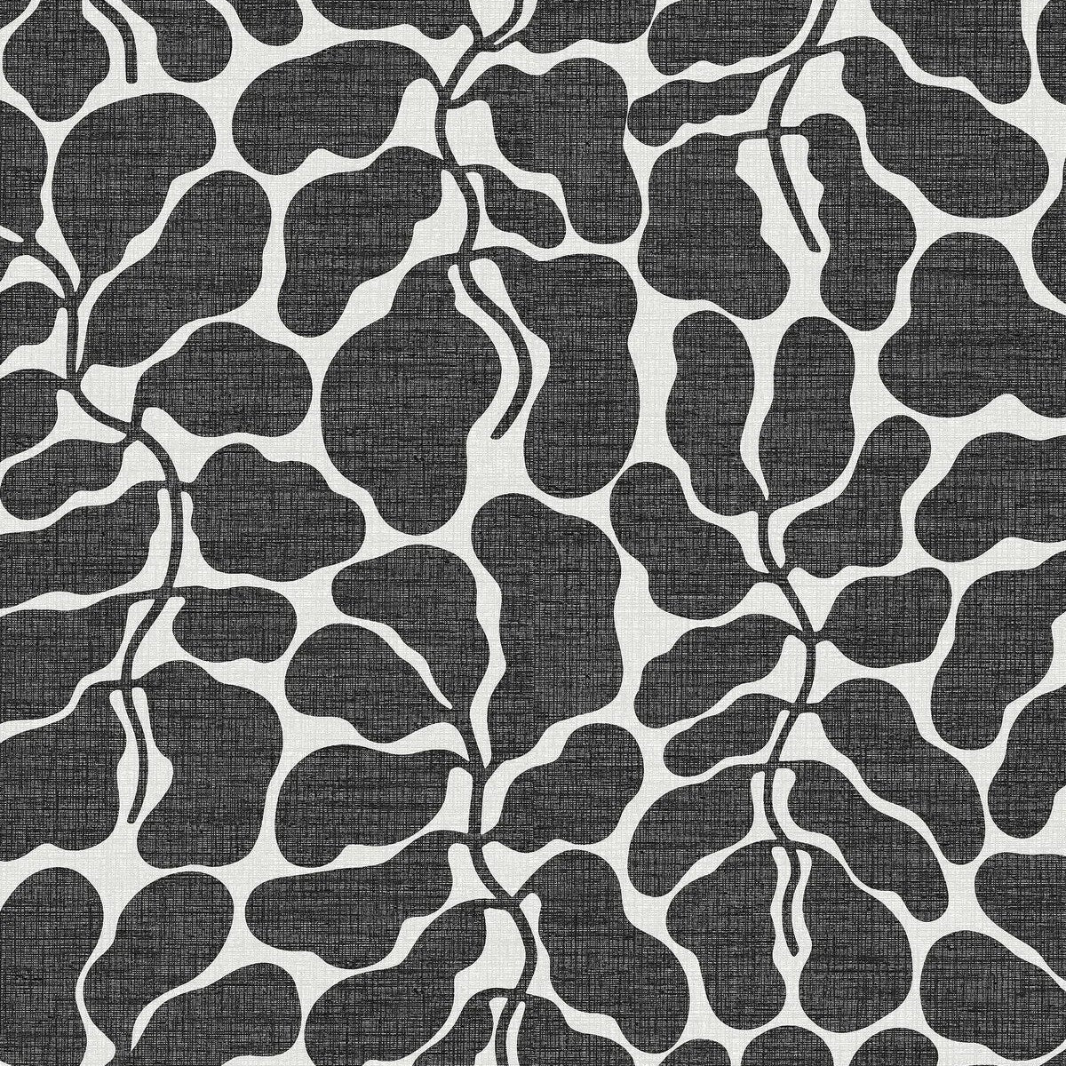 Non-woven paper wallpaper with a botanical pattern MY SECRET GARDEN black and white