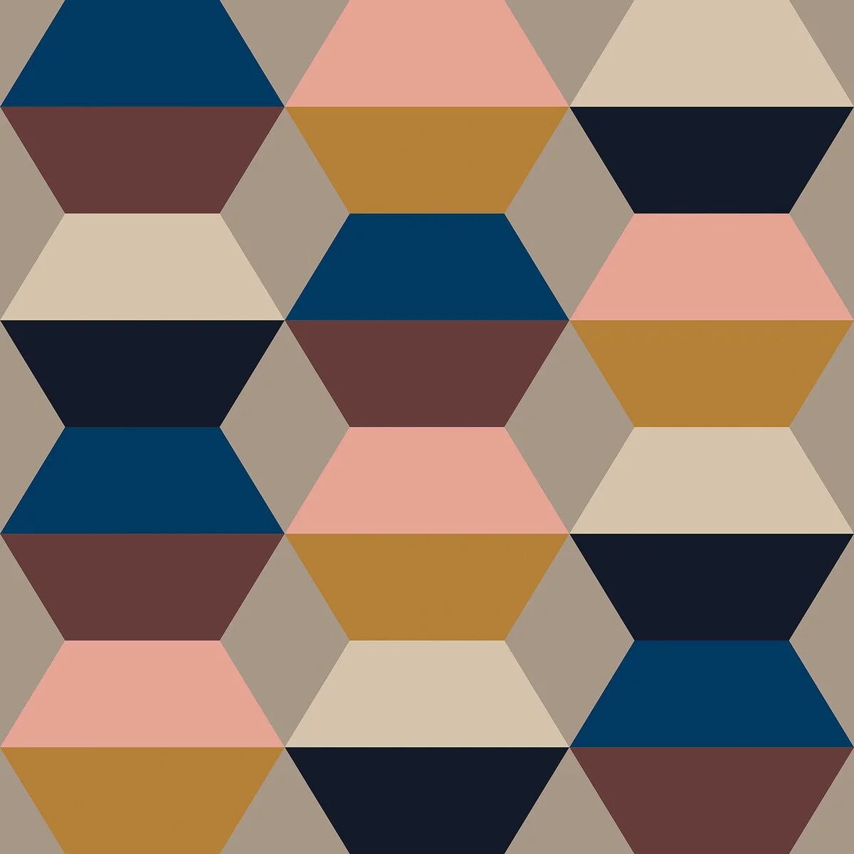 Non-woven paper wallpaper with a geometric pattern PRISMA light multicolored