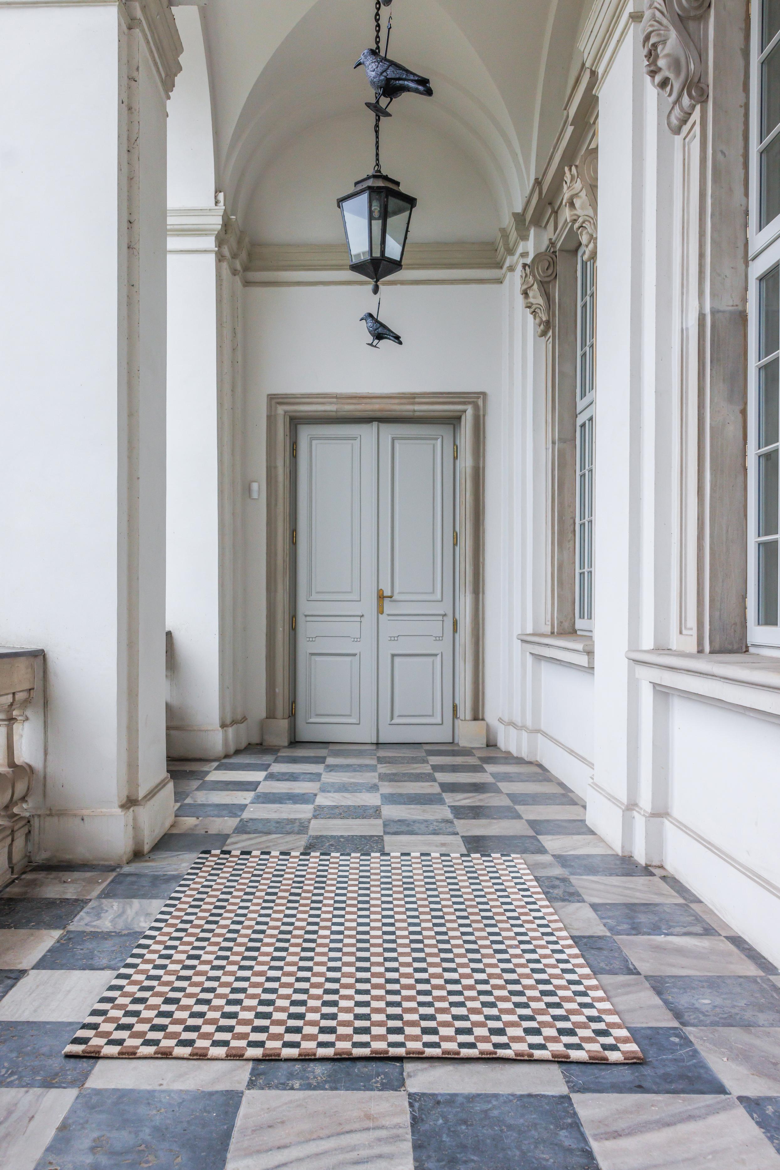 FLICKER rug dark green with beige and brown