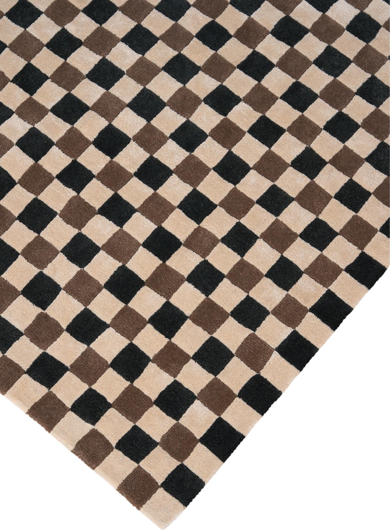 FLICKER rug dark green with beige and brown