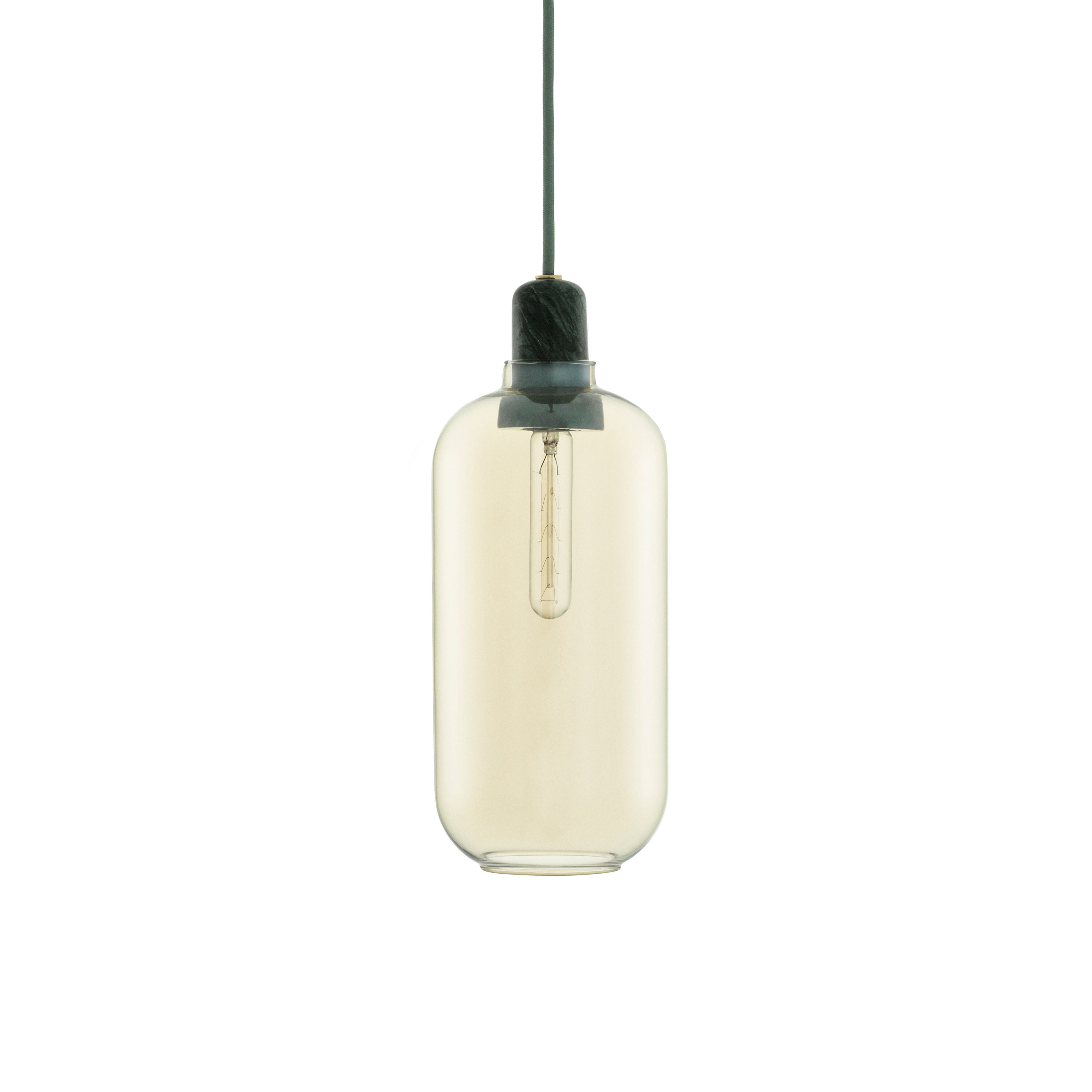 AMP LARGE Hängelampe gelbes Glas mit grünem Marmor