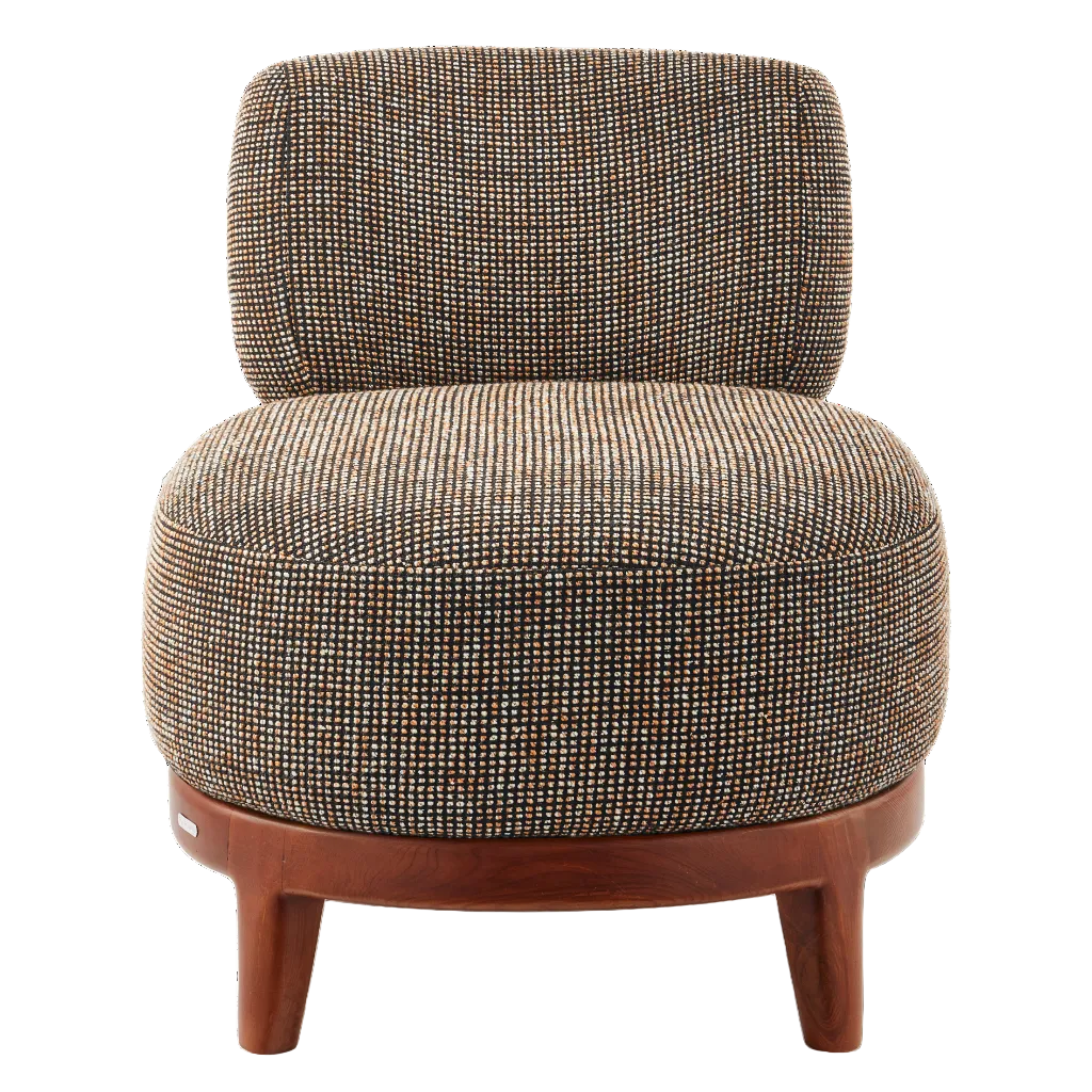 FIZZ Armchair in Dark Brown with Wooden Base