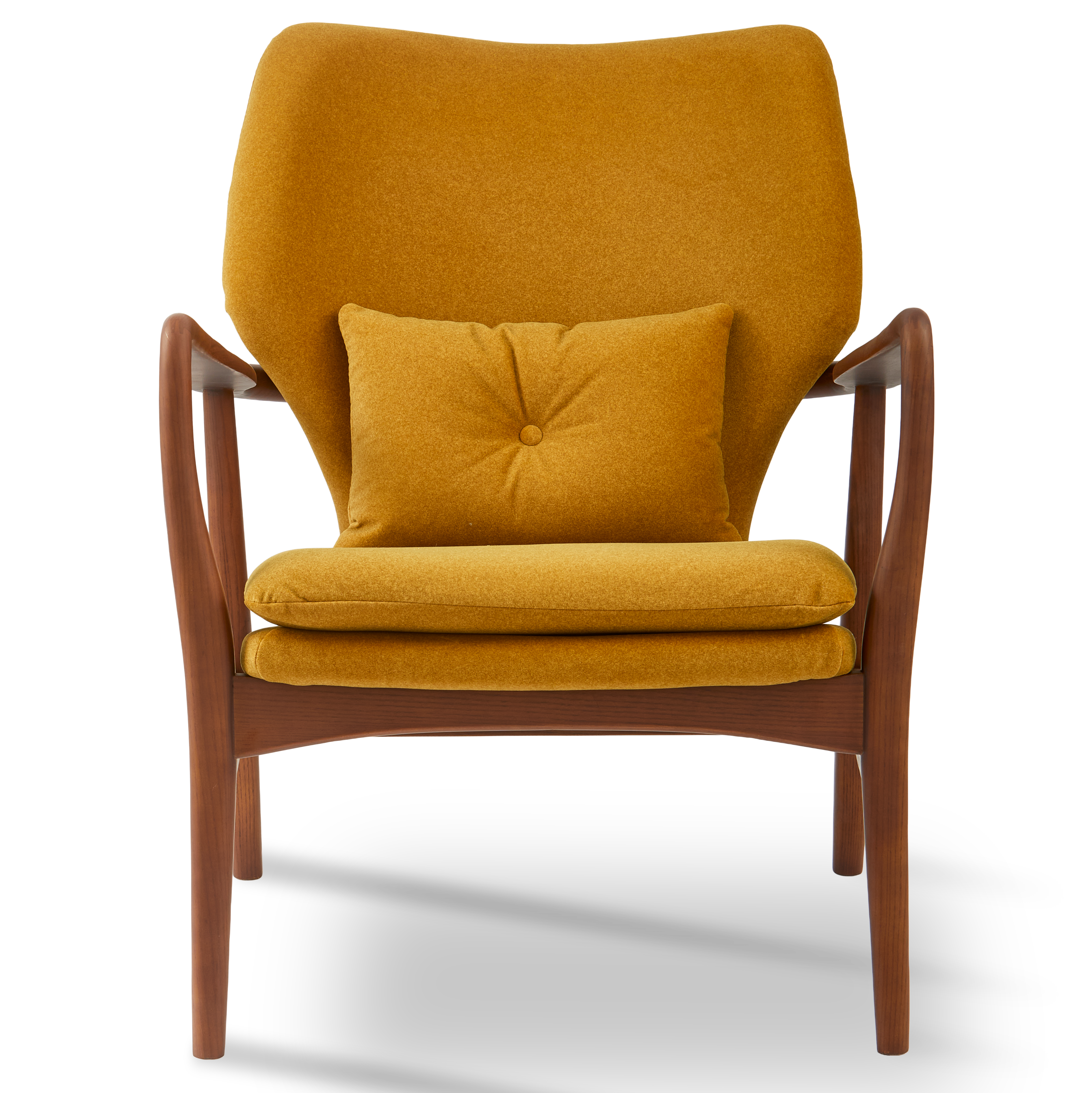 PEGGY mustard armchair with wooden base