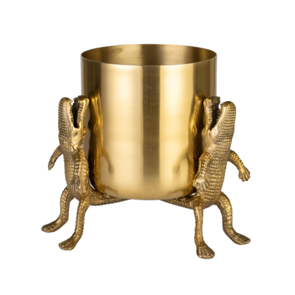 UMGEBEN VON KROKODILEN Vase Gold