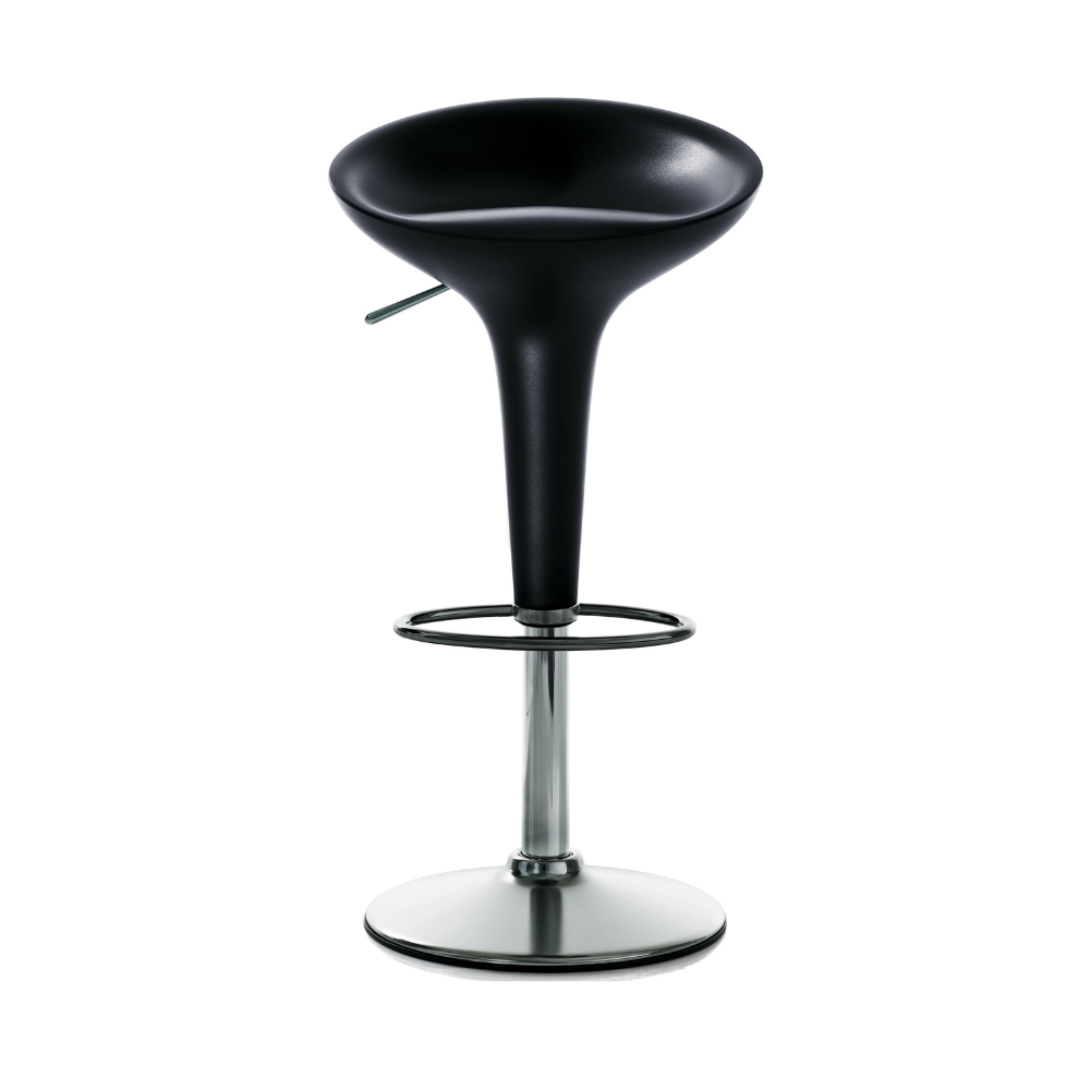 BOMBO black bar stool with adjustable chrome base