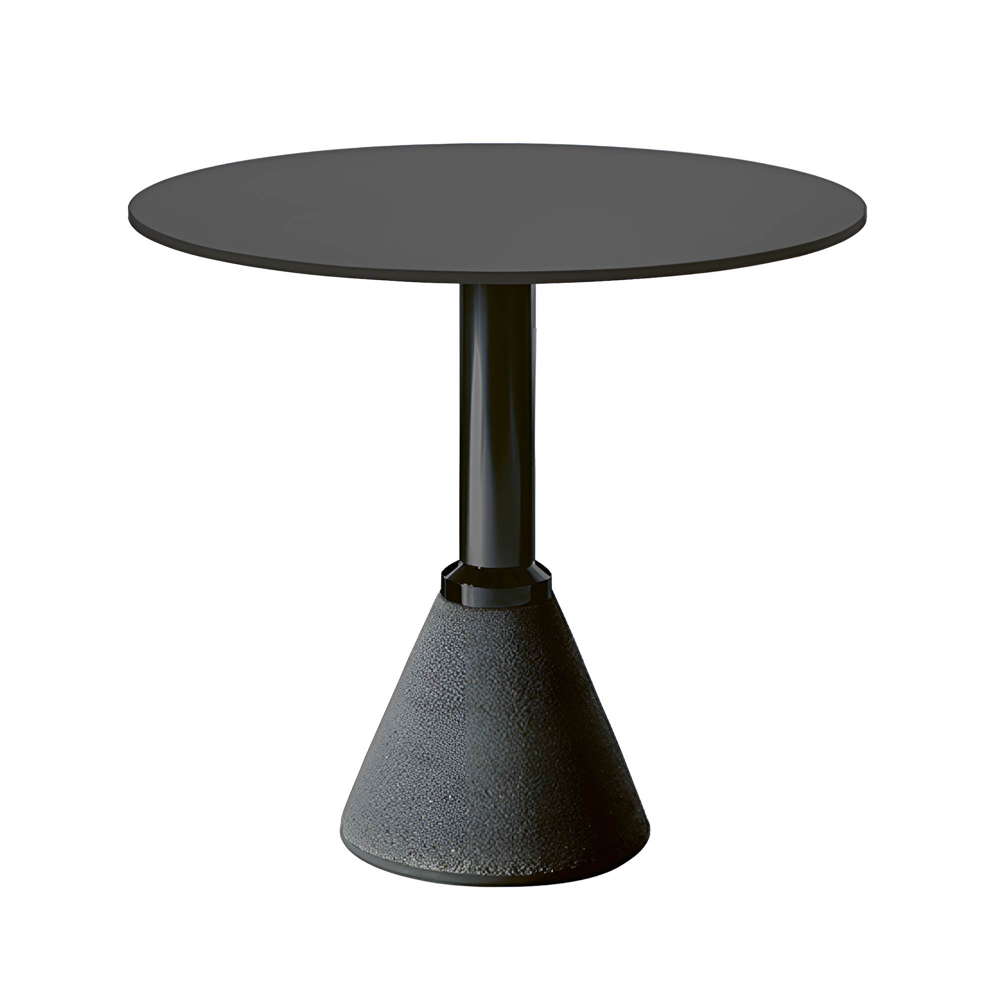 TABLE_ONE BISTROT schwarzer runder Gartentisch mit dunklem Betonsockel