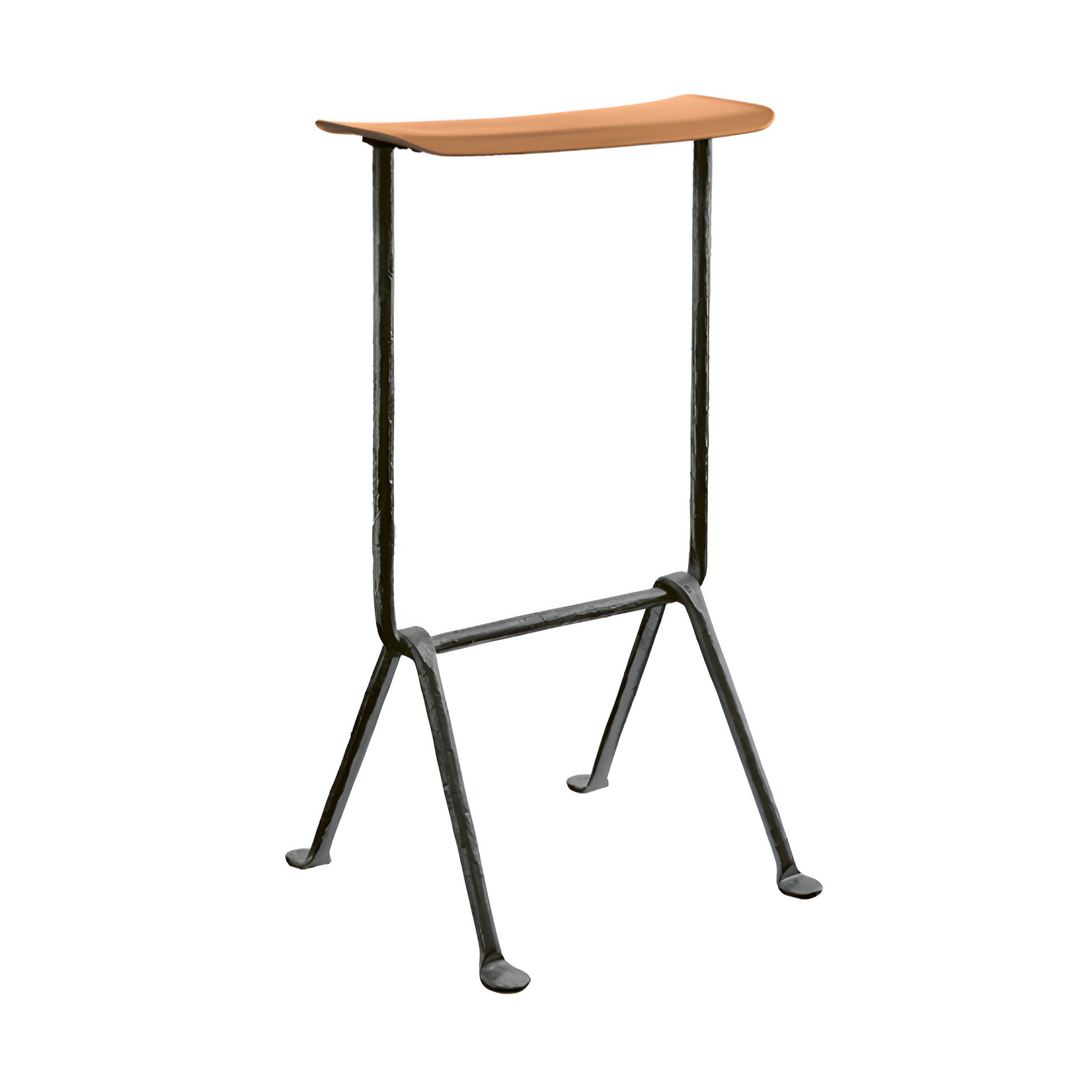 OFFICINA Barhocker, anthrazitfarbenes Gestell, Sitzfläche aus cognacfarbenem Leder