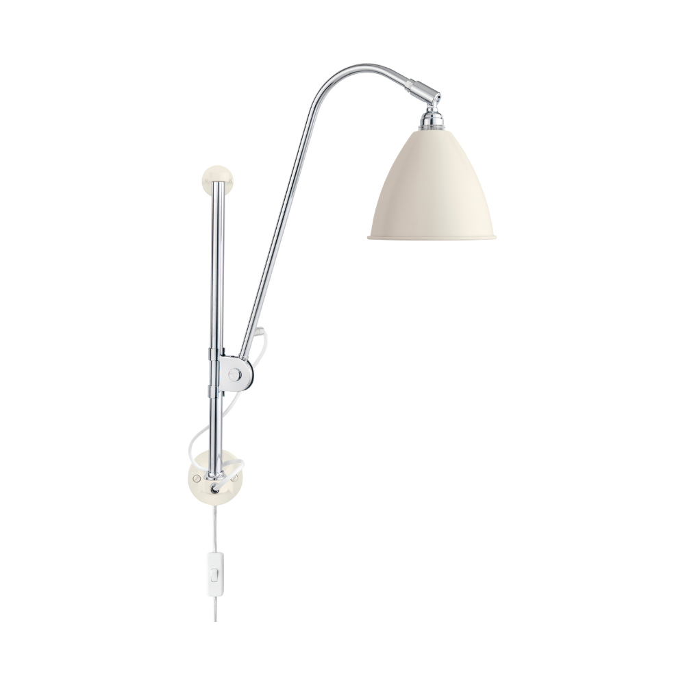 Wandleuchte BESTLITE BL5 Chrom mit cremefarbenem Schirm