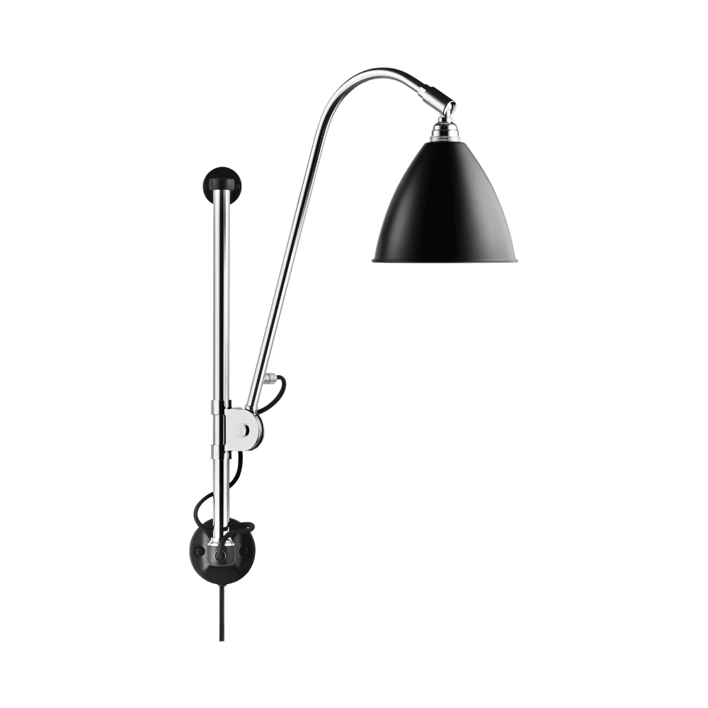 Wandleuchte BESTLITE BL5 Chrom mit schwarzem Schirm