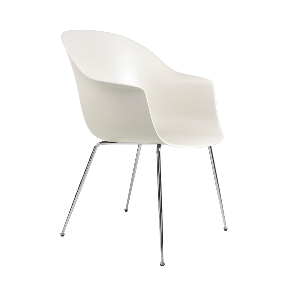 BAT Chair white with chrome base