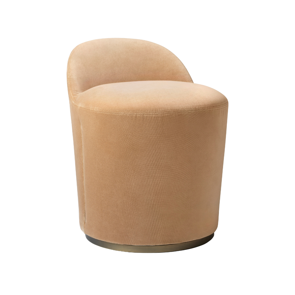 Pouf TAIL gepolstert mit messingfarbenem Fuß