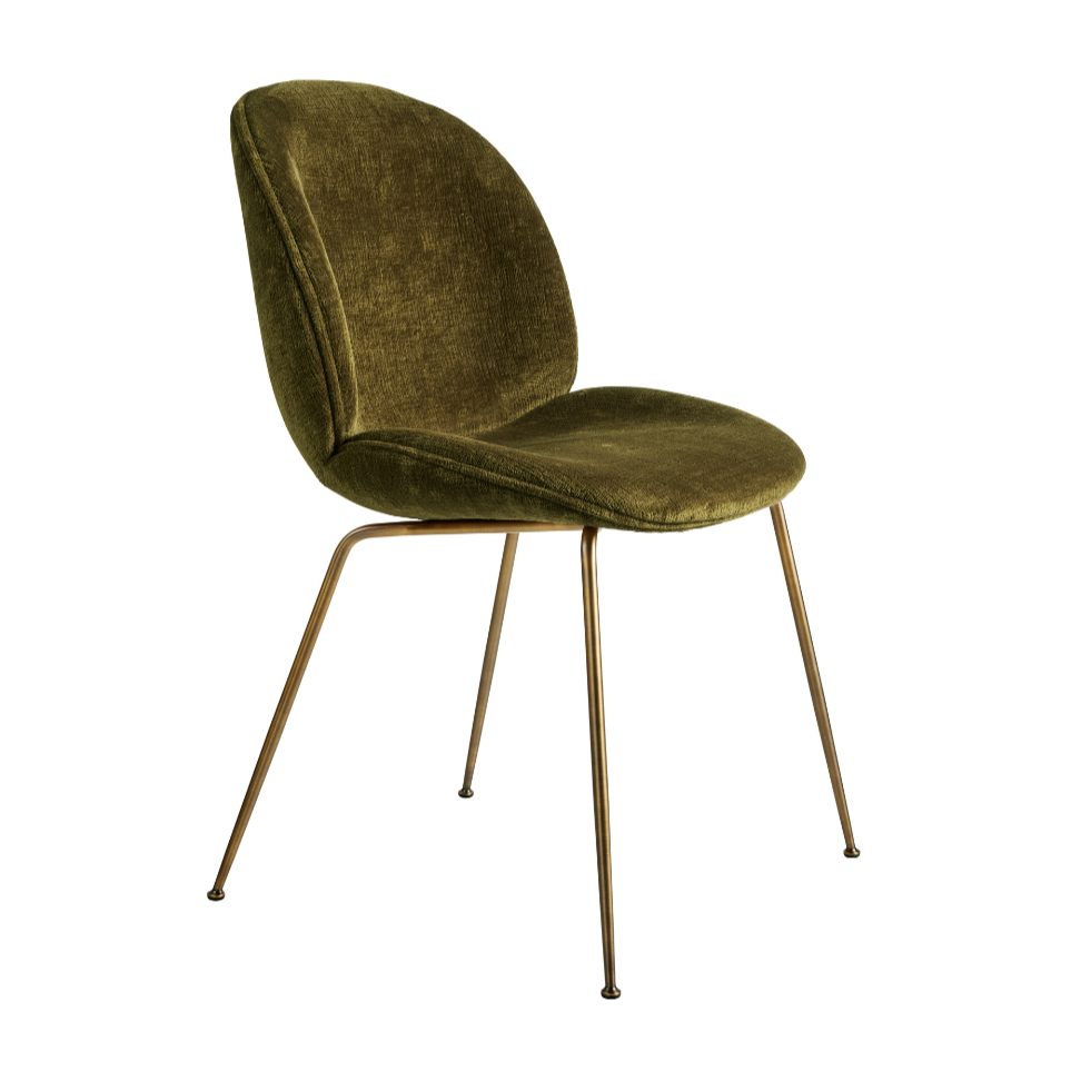BEETLE upholstered chair with brass base