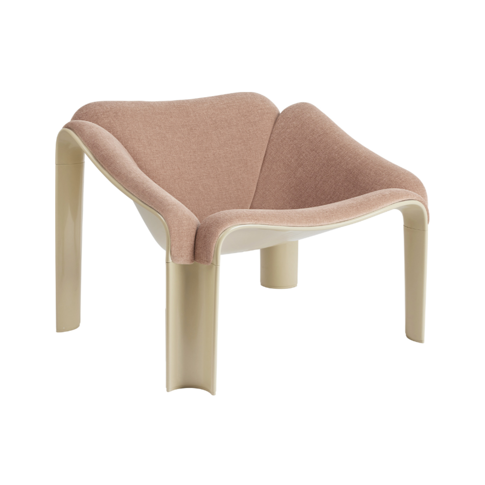 Sessel F300 pudriges Rosa mit cremefarbener Basis