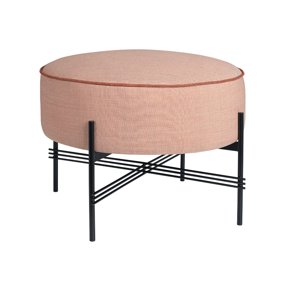 Upholstered pouf TS with black base