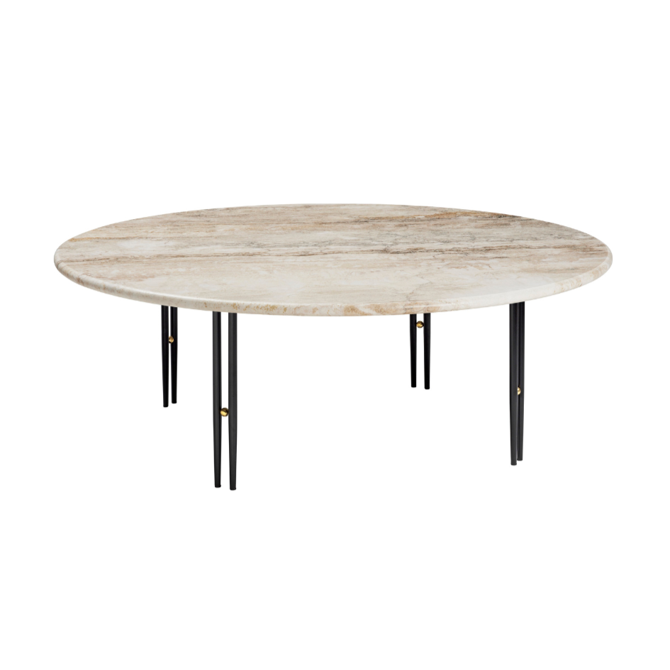 IOI travertine coffee table with black base