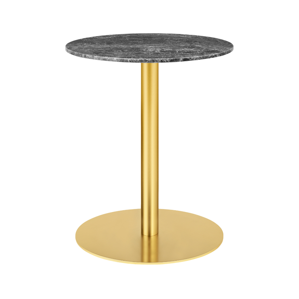 Round table 1.0 gray marble with a gold base