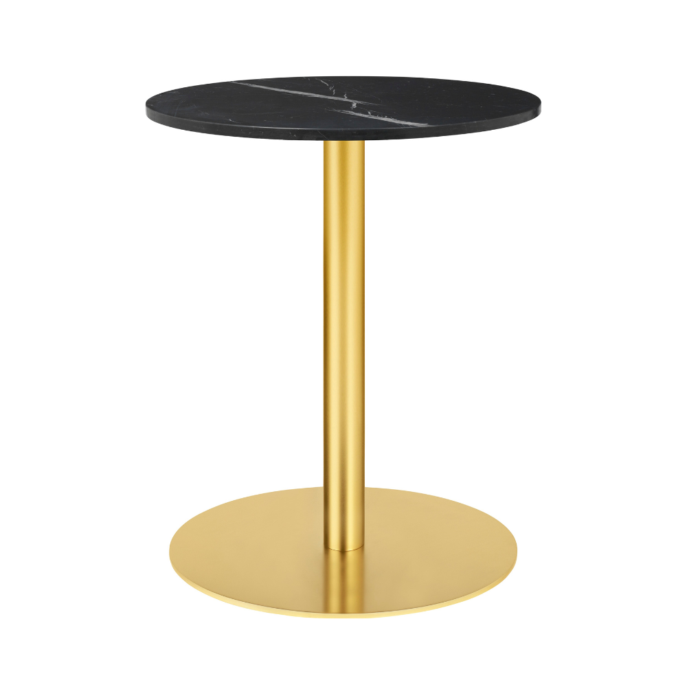 Round table 1.0 black marble with a gold base