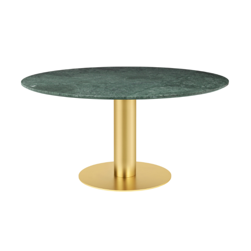 Round table 2.0 green marble with a gold base