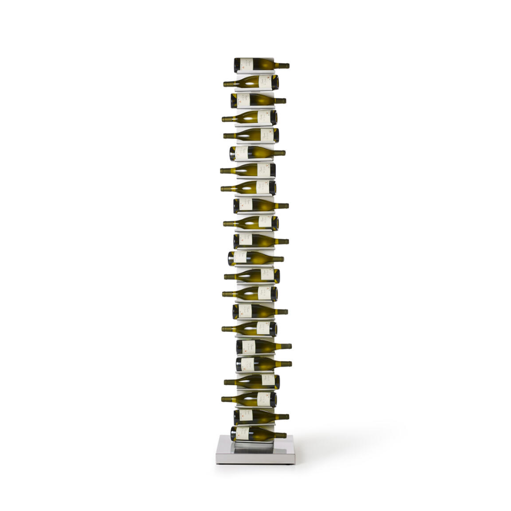 PTOLOMEO VINO wine rack white with a steel base