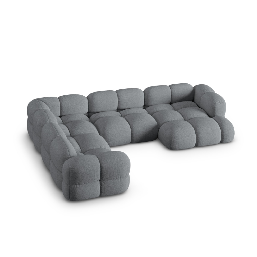 Left-facing U-shaped Corner Sofa LORETTO in gray-blue