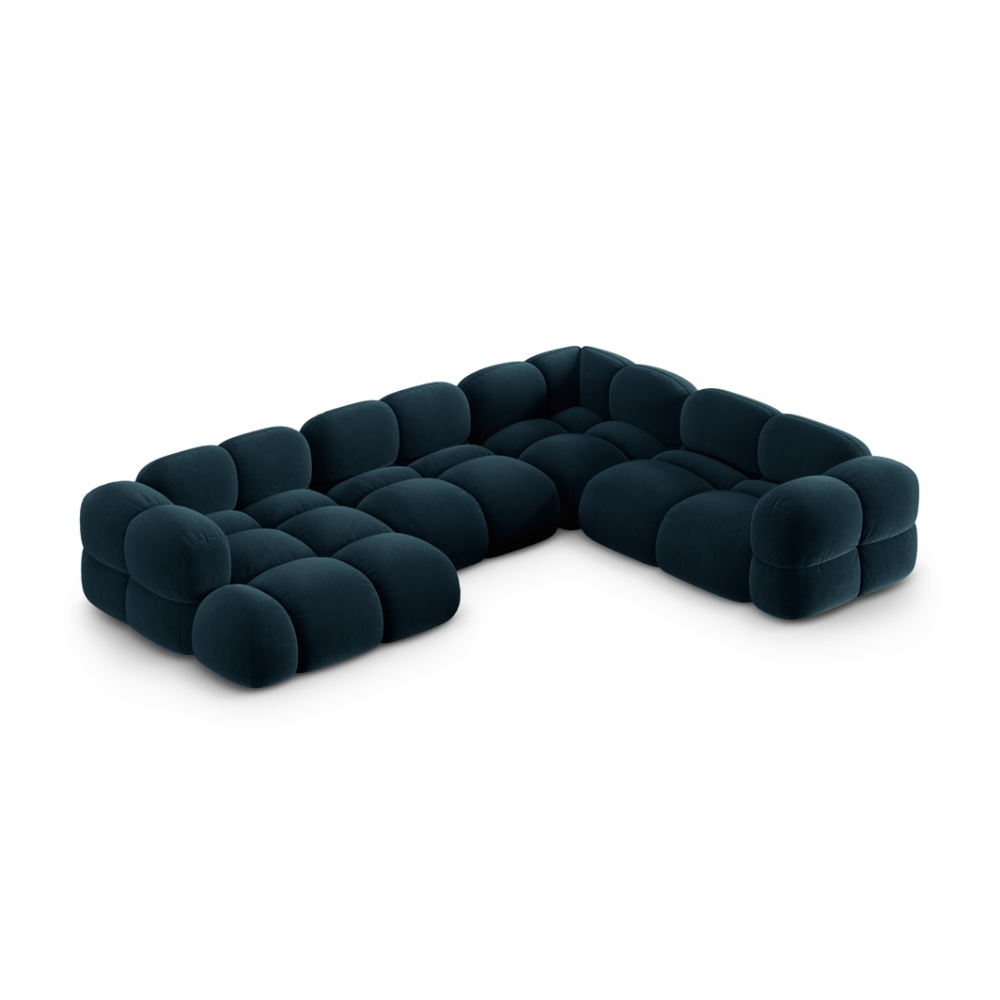 Samt-U-Form-Ecksofa rechts LORETTO petrol
