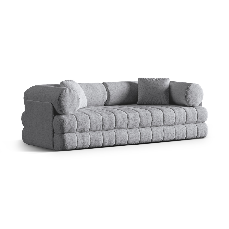 Sofa 3-Sitzer mit Schlaf-Funktion KEMI hellgrau Bouclé