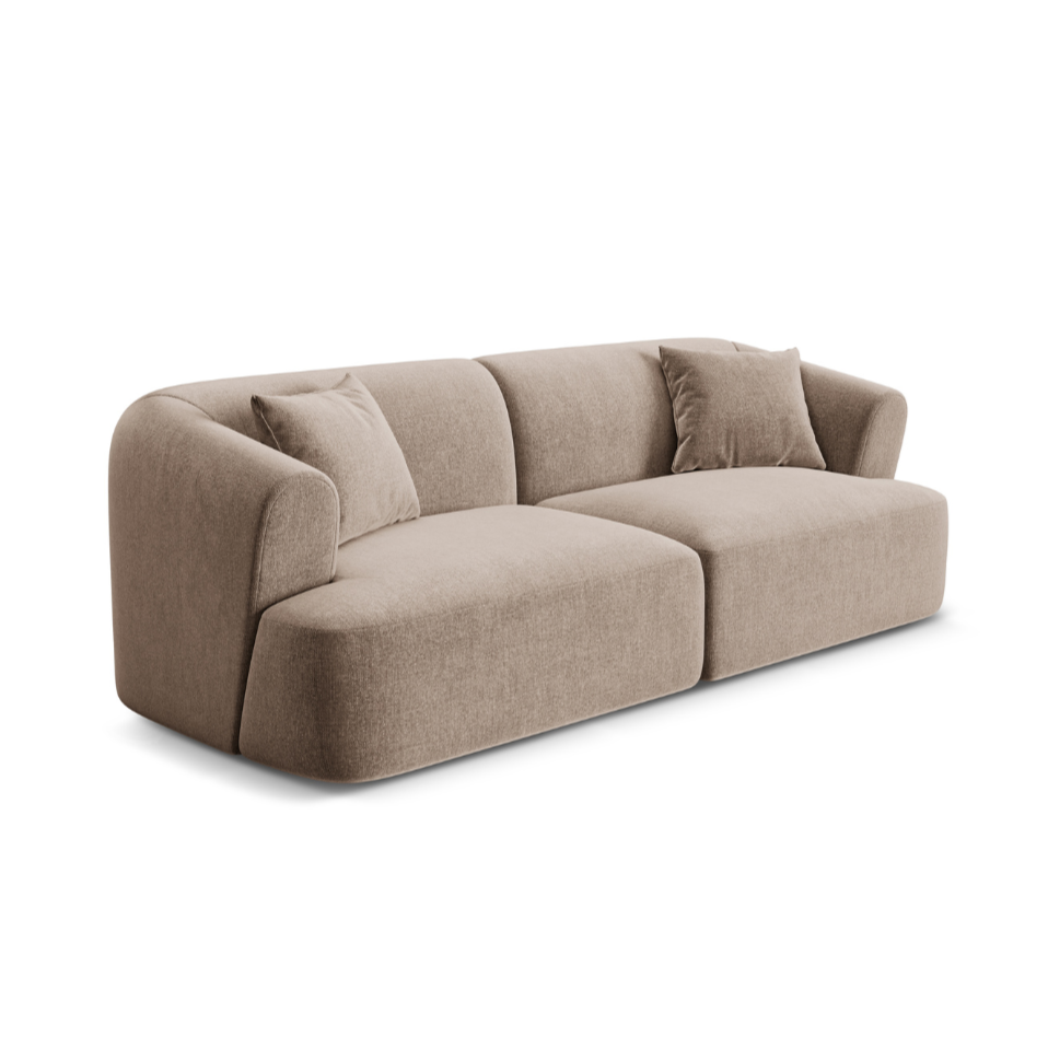 Velvet 3-Seater Sofa CAMPI Dark Beige