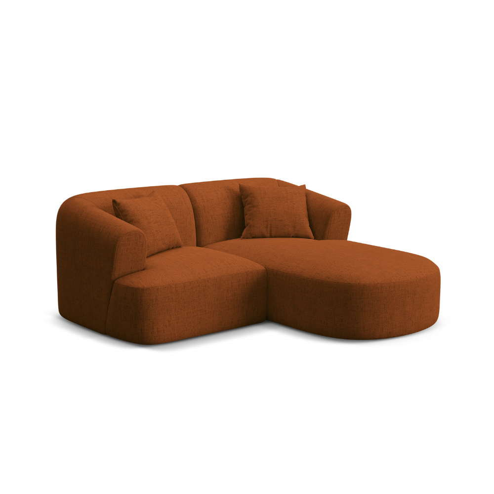 Right-facing 3-seater sofa CAMPI brick chenille