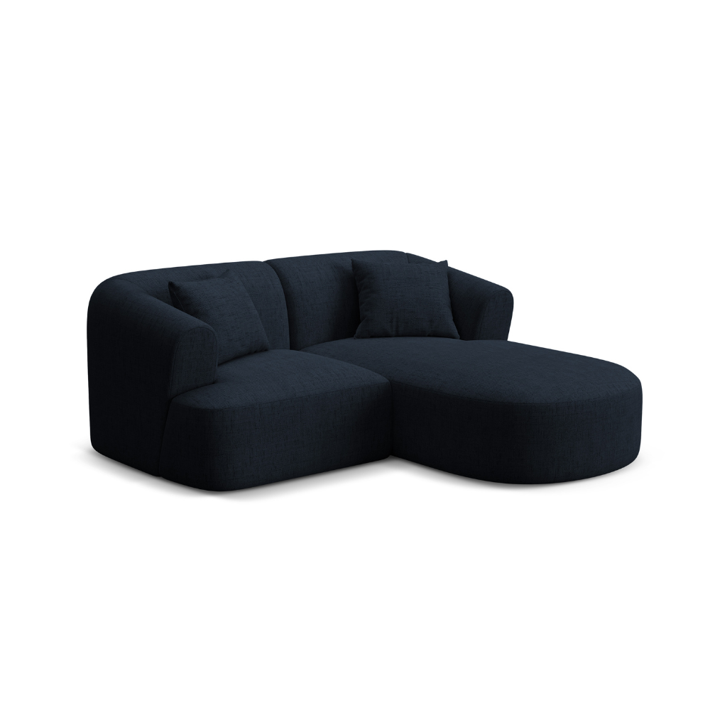 Right-facing 3-seater sofa CAMPI blue chenille