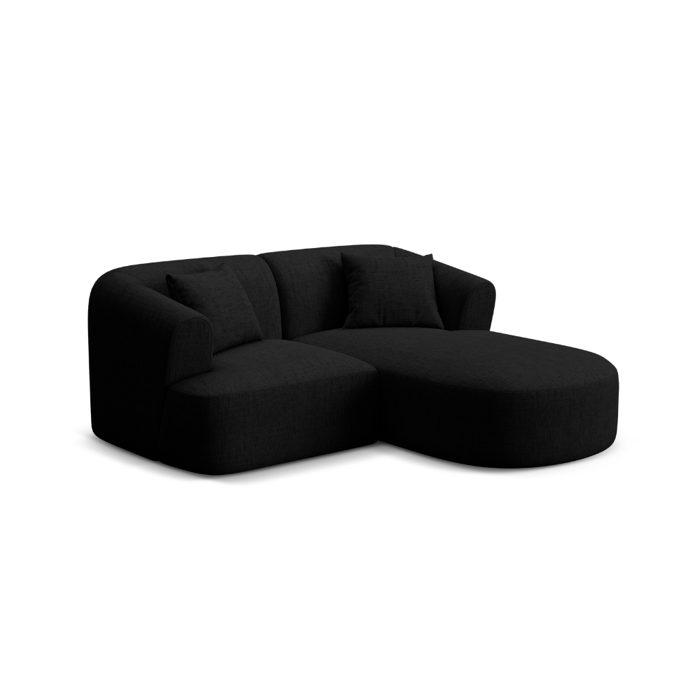 Right-facing 3-seater sofa CAMPI black chenille