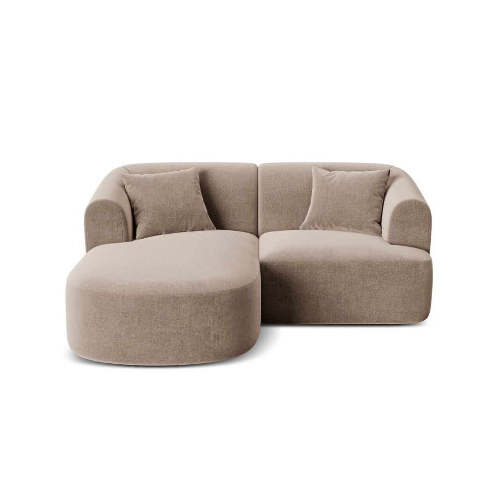 Left-facing velvet corner sofa for 3 people CAMPI dark beige