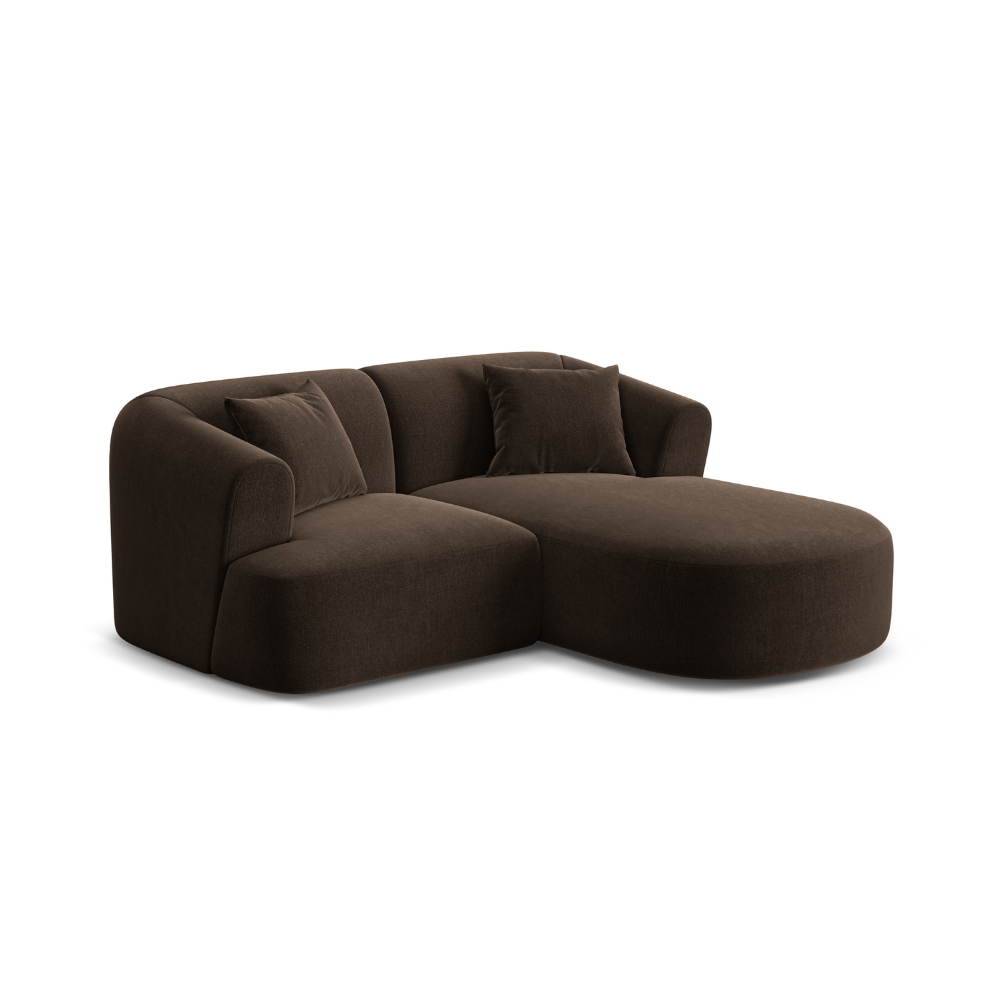Right-facing velvet corner sofa for 3 people CAMPI chocolate
