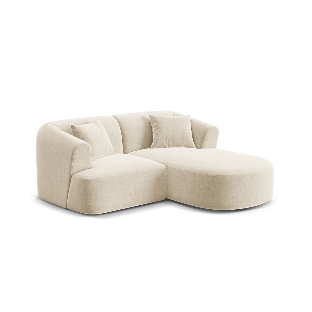 Right-facing velvet corner sofa for 3 people CAMPI light beige