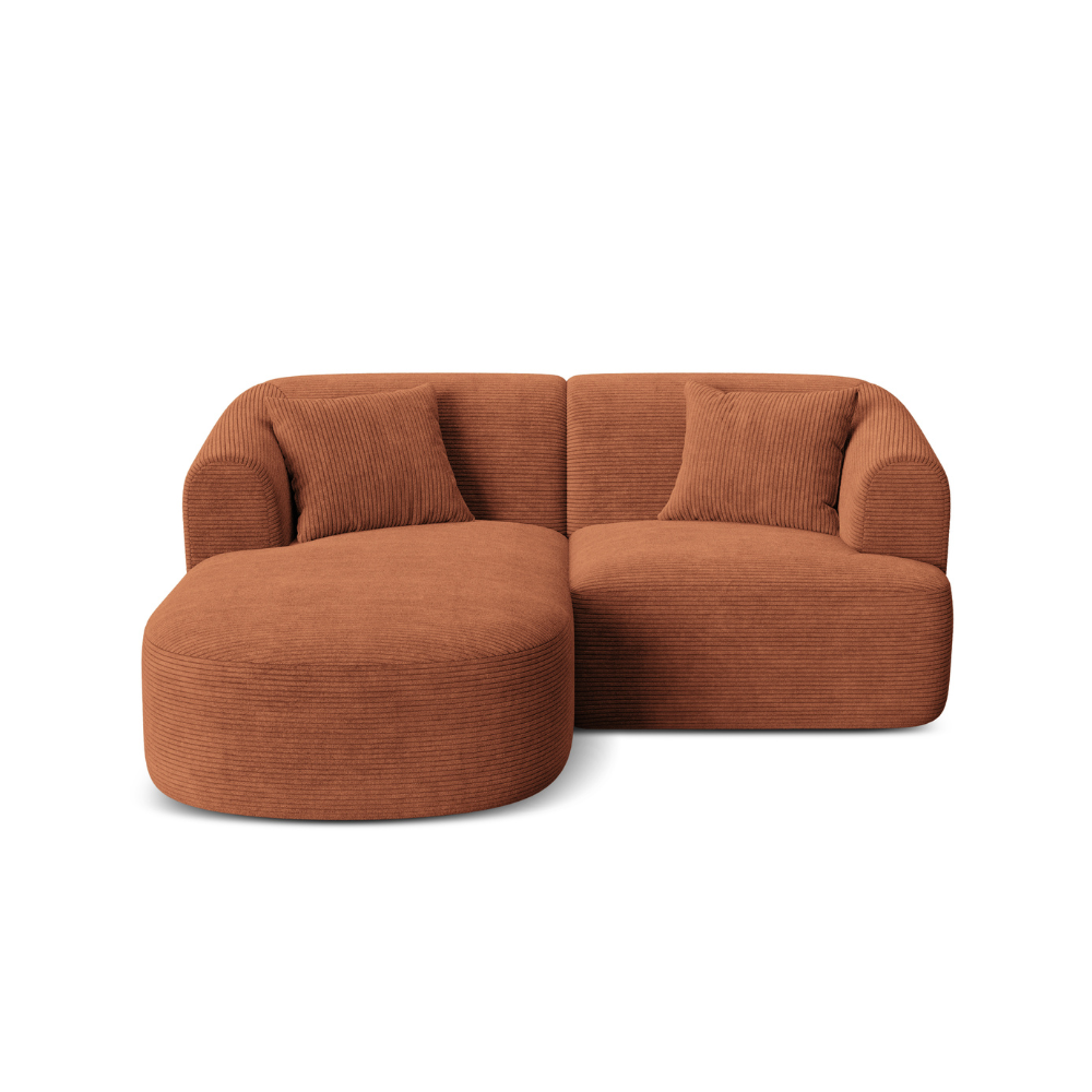 Left-sided 3-seater sofa CAMPI brick corduroy