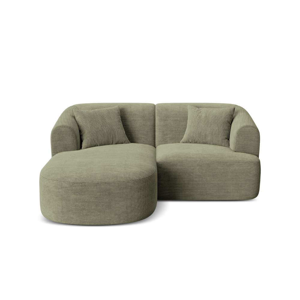 Left-facing 3-seater sofa CAMPI green corduroy