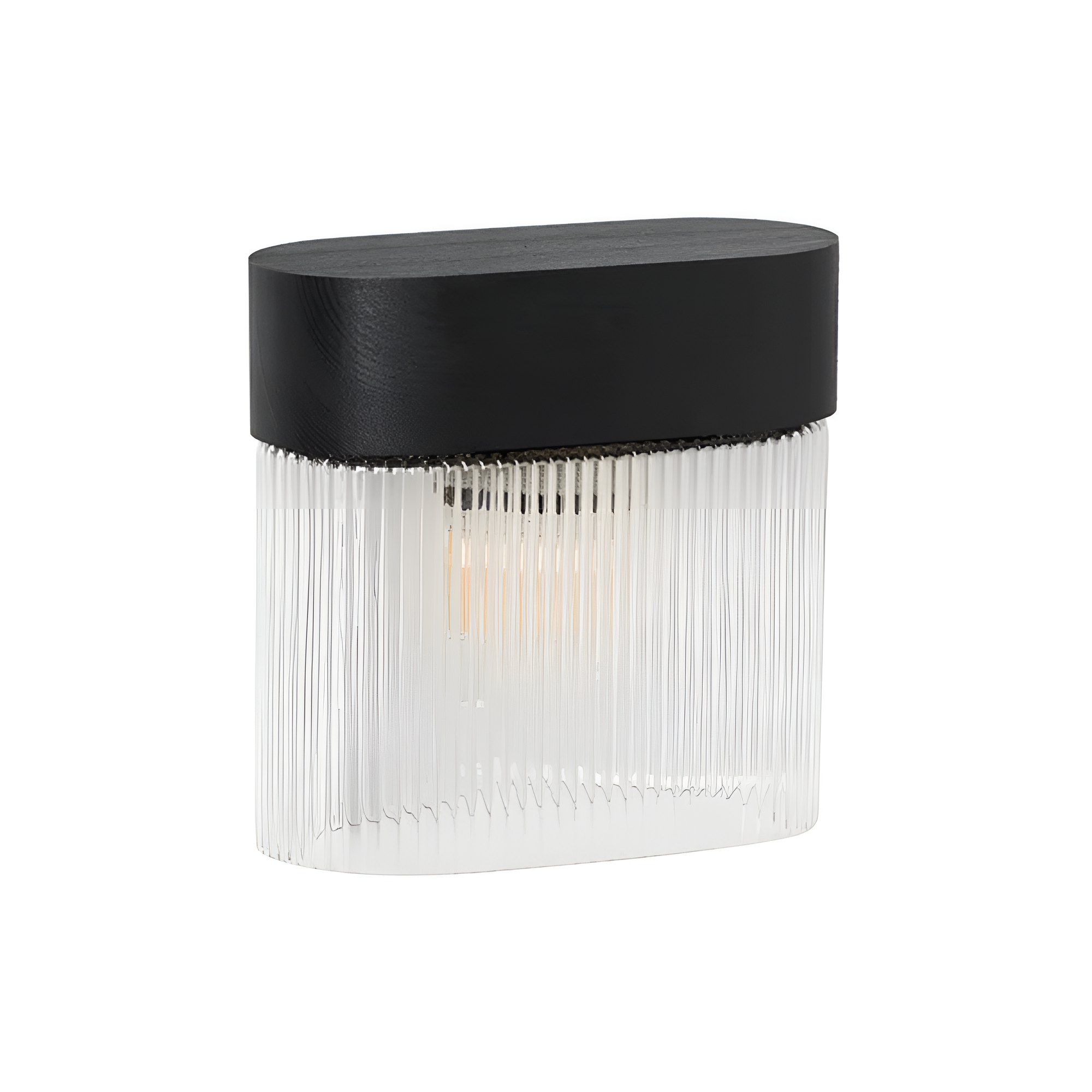 FLUMINA Wandleuchte, geriffeltes Glas und schwarzes Eschenholz