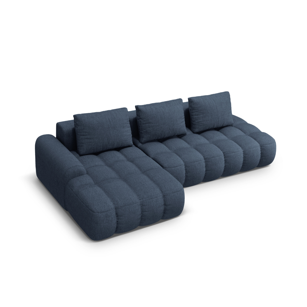 Left-sided corner sofa bed for 3 people LINZ blue