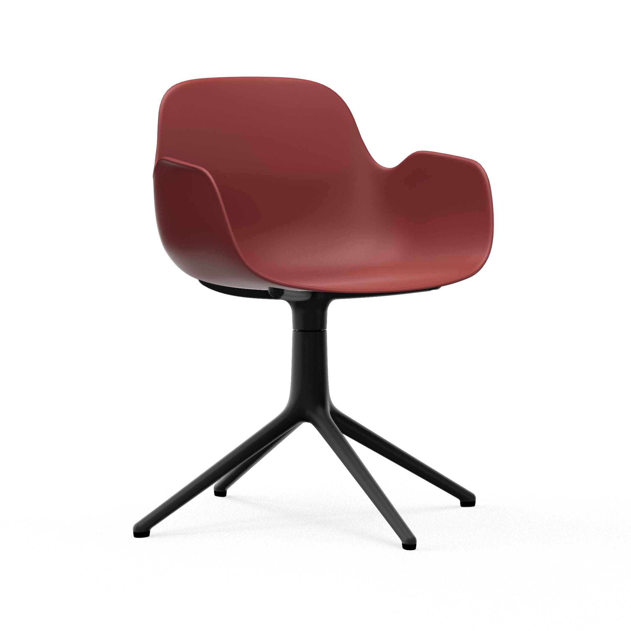 Office Chair mit 4L -Burgunderarmländern mit einer schwarzen Basis