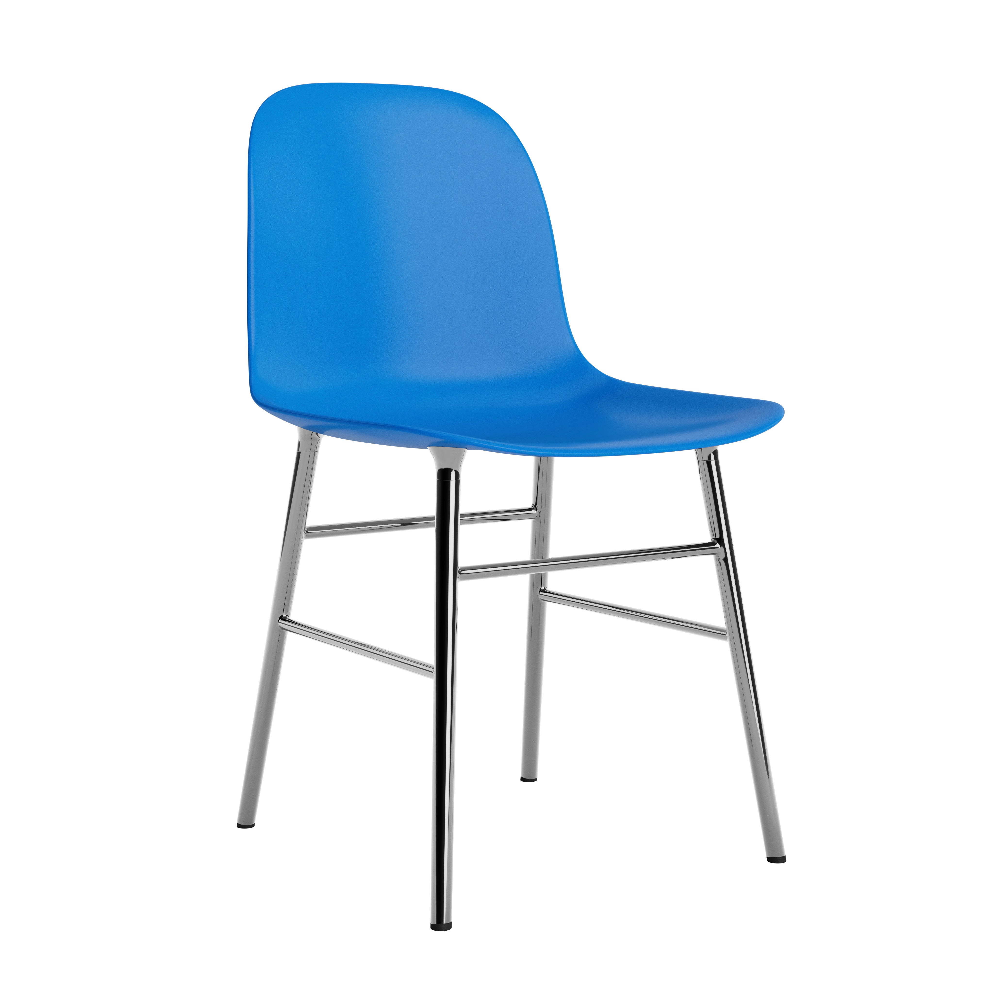 Stuhl der Formen lebt blau mit einer Chrombasis