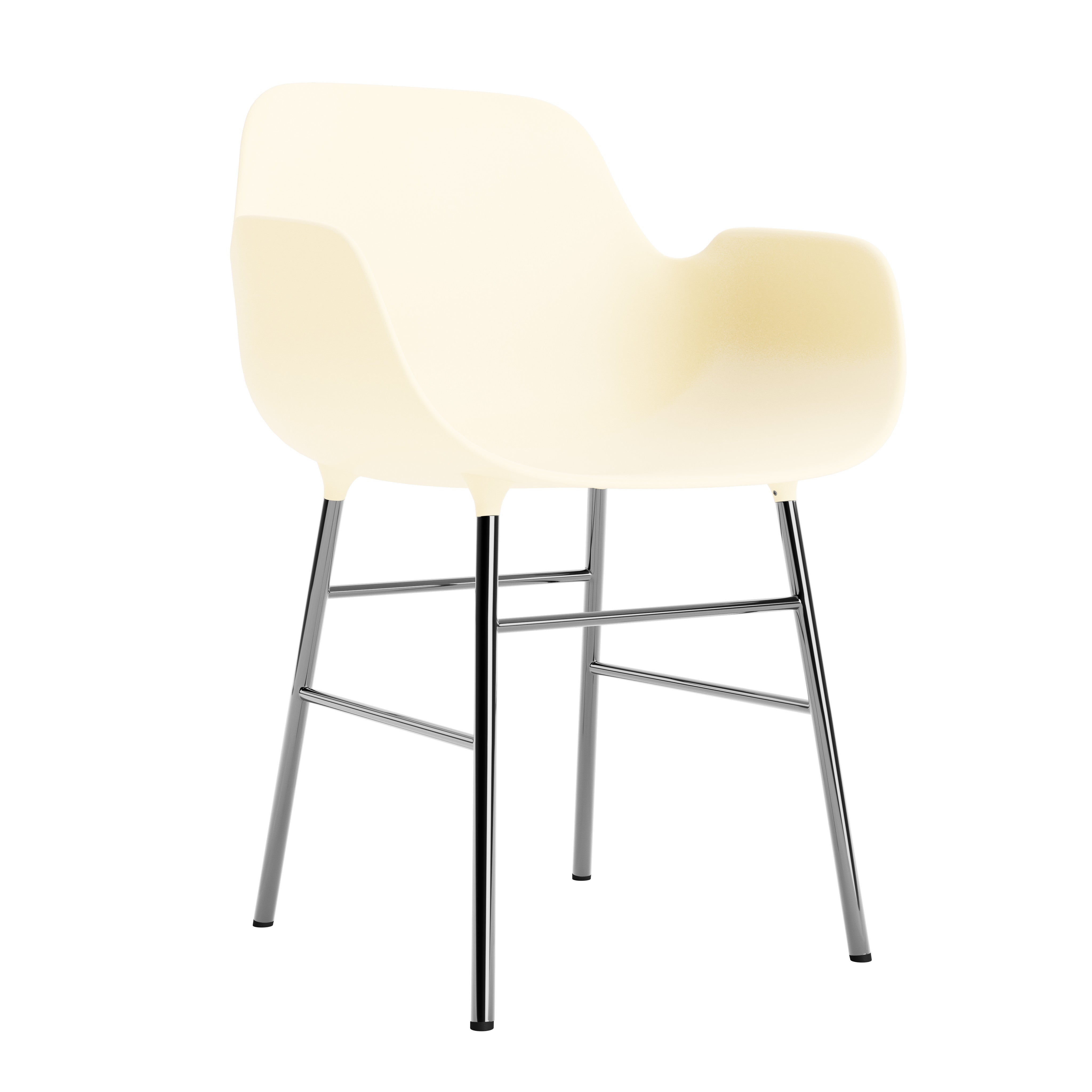 Chair with armrests of a cream forms with a chrome base