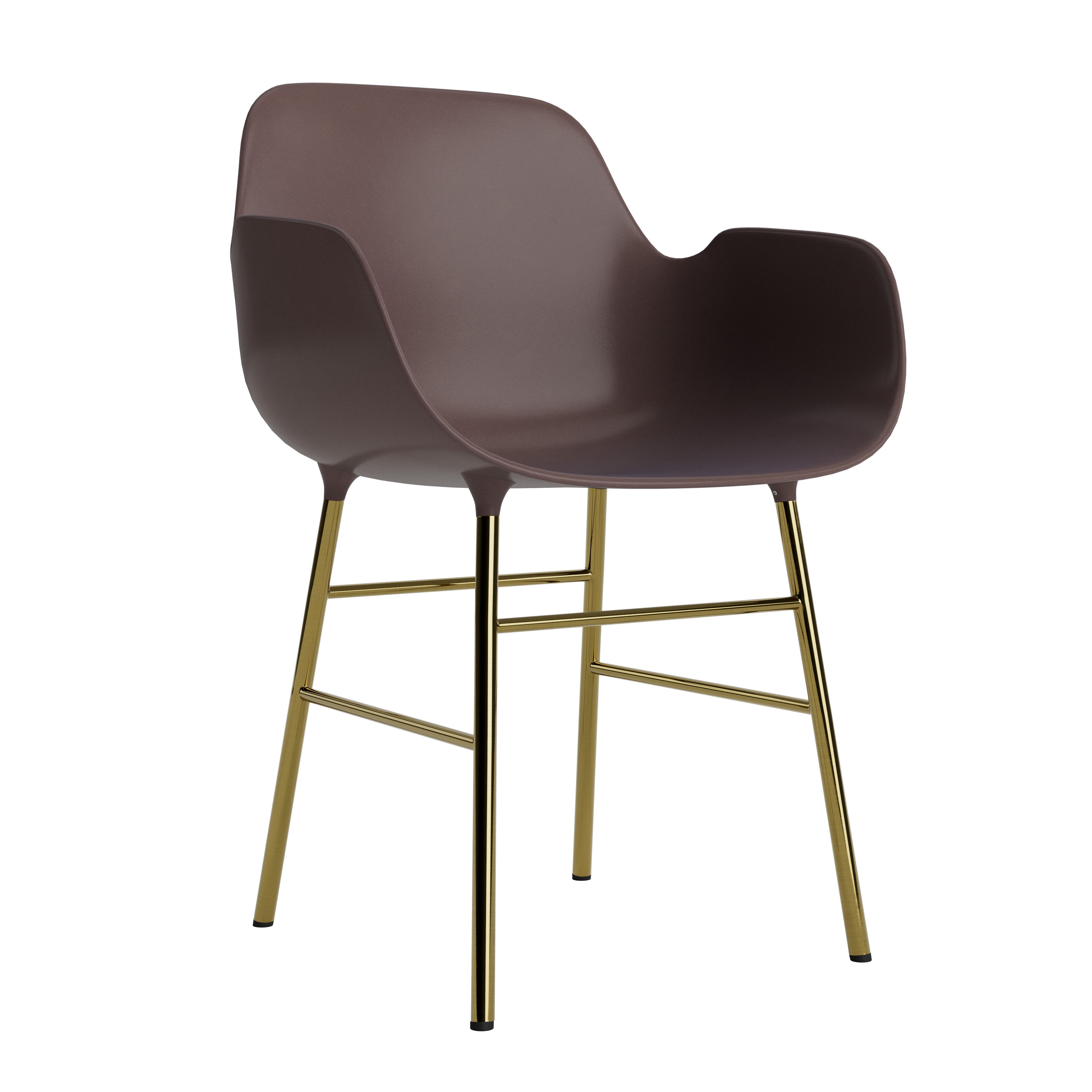 Chair with armrests brown forms with a golden base