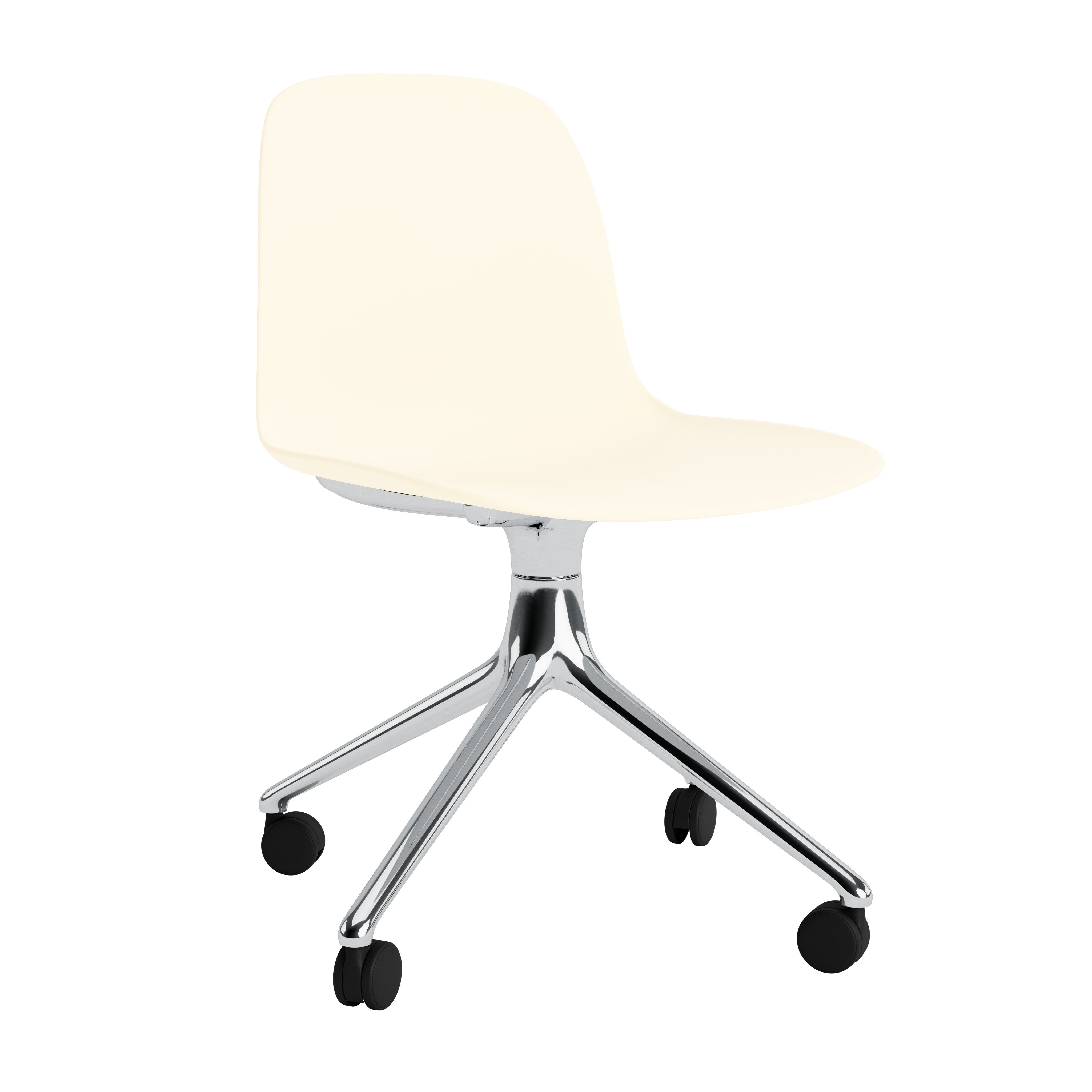 4W Creme Office Chair Cream mit einer Aluminiumbasis auf Rädern
