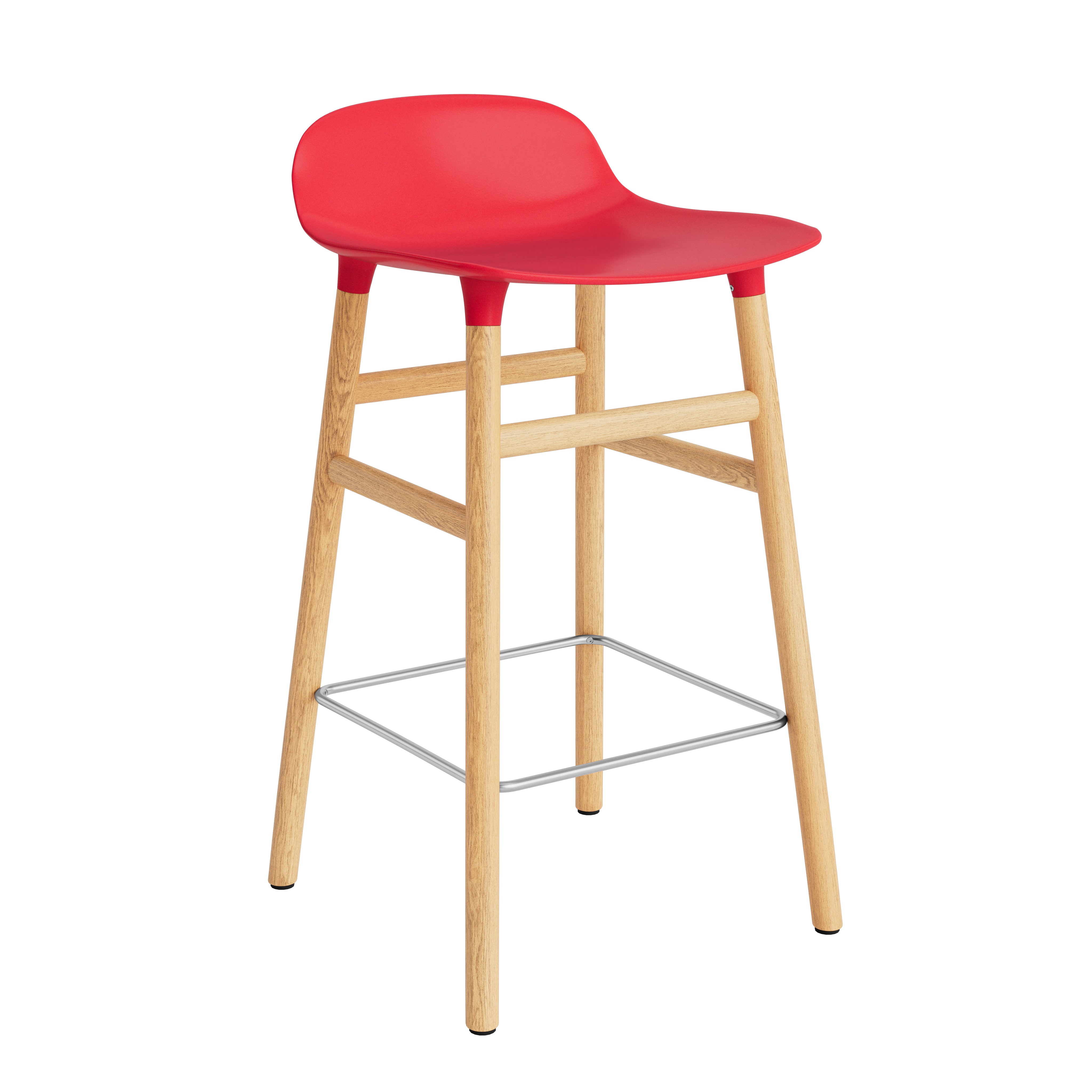 Hocker bildet rot mit einer Eichenbasis