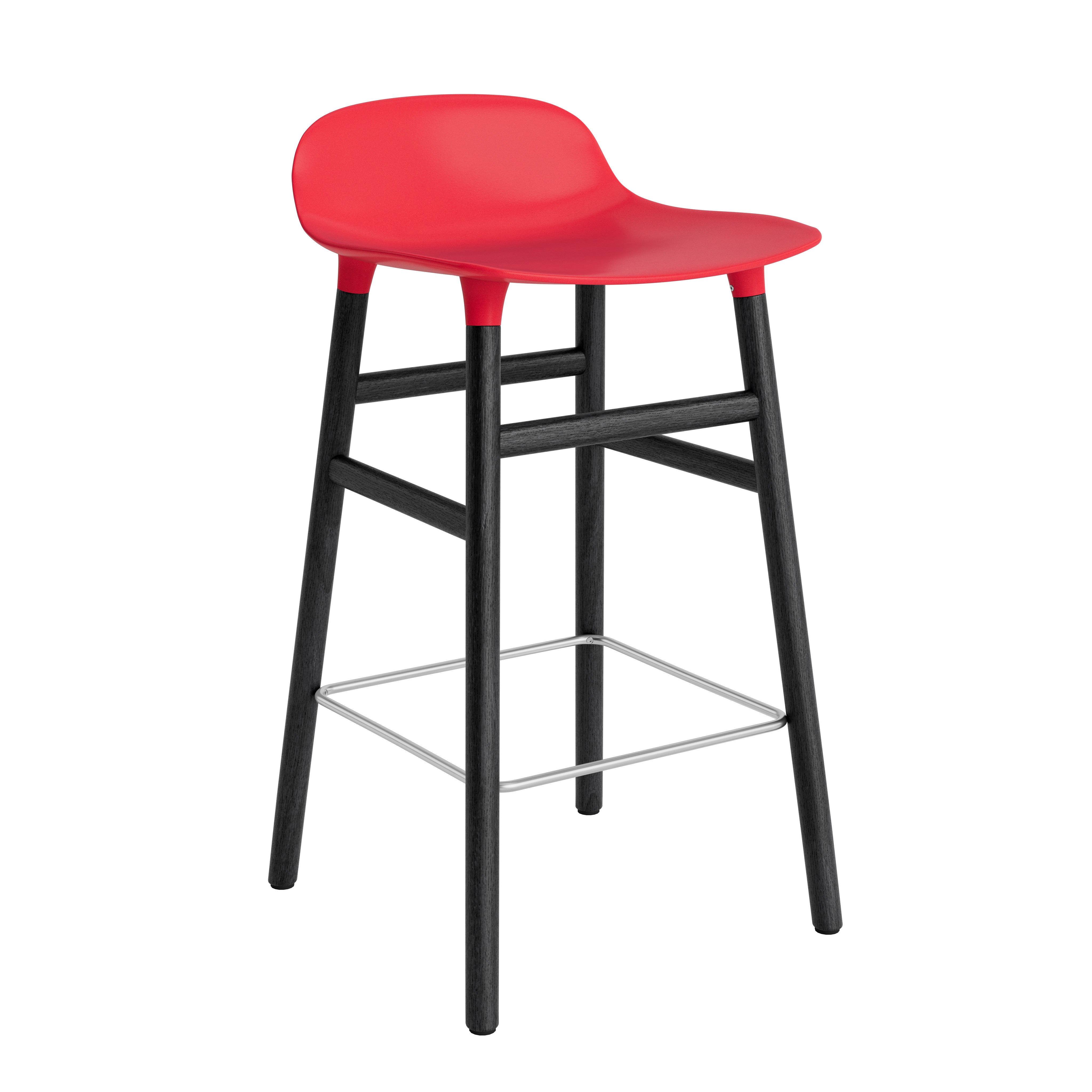 Hocker bildet rot mit einer schwarzen Eichenbasis