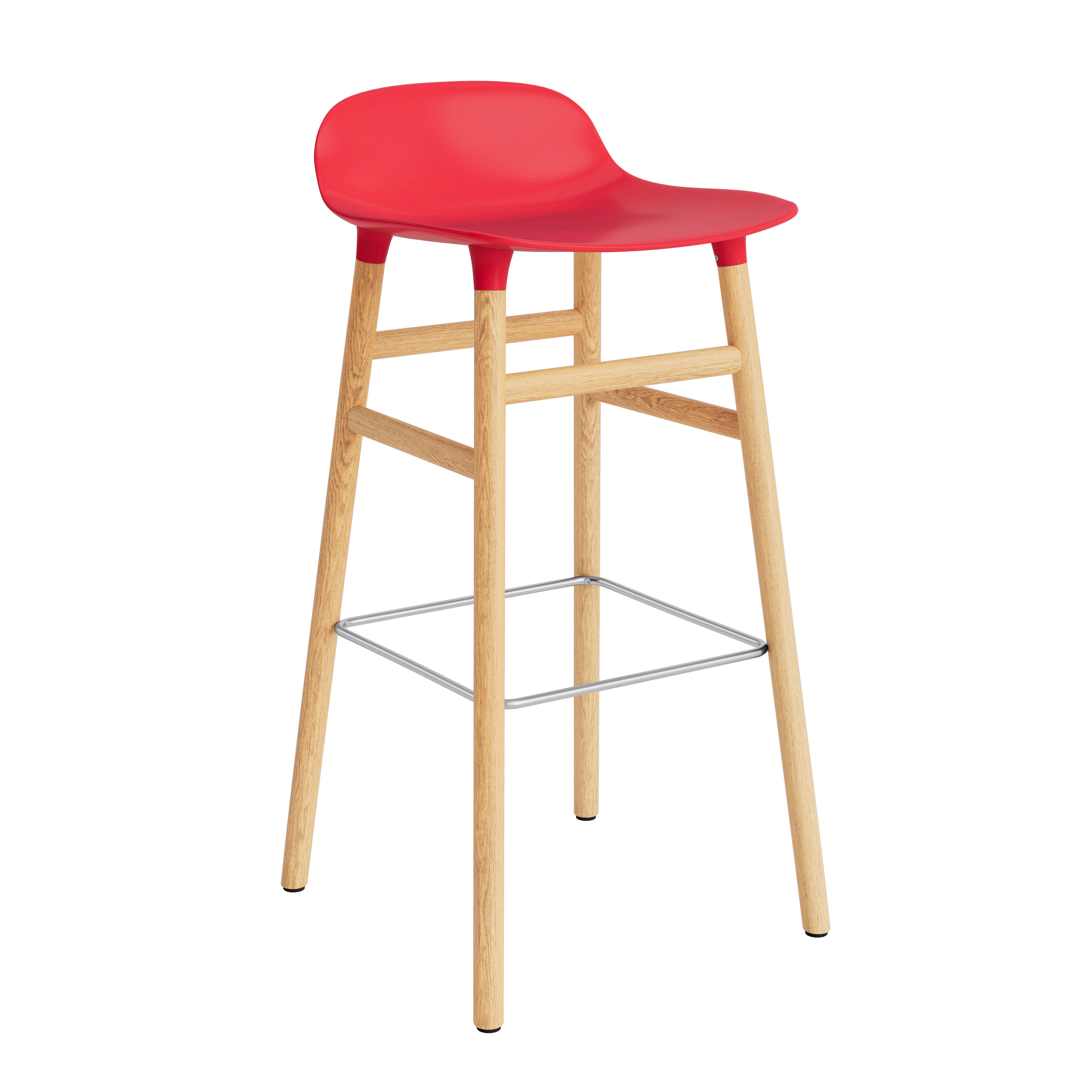 Hocker bildet rot mit einer Eichenbasis