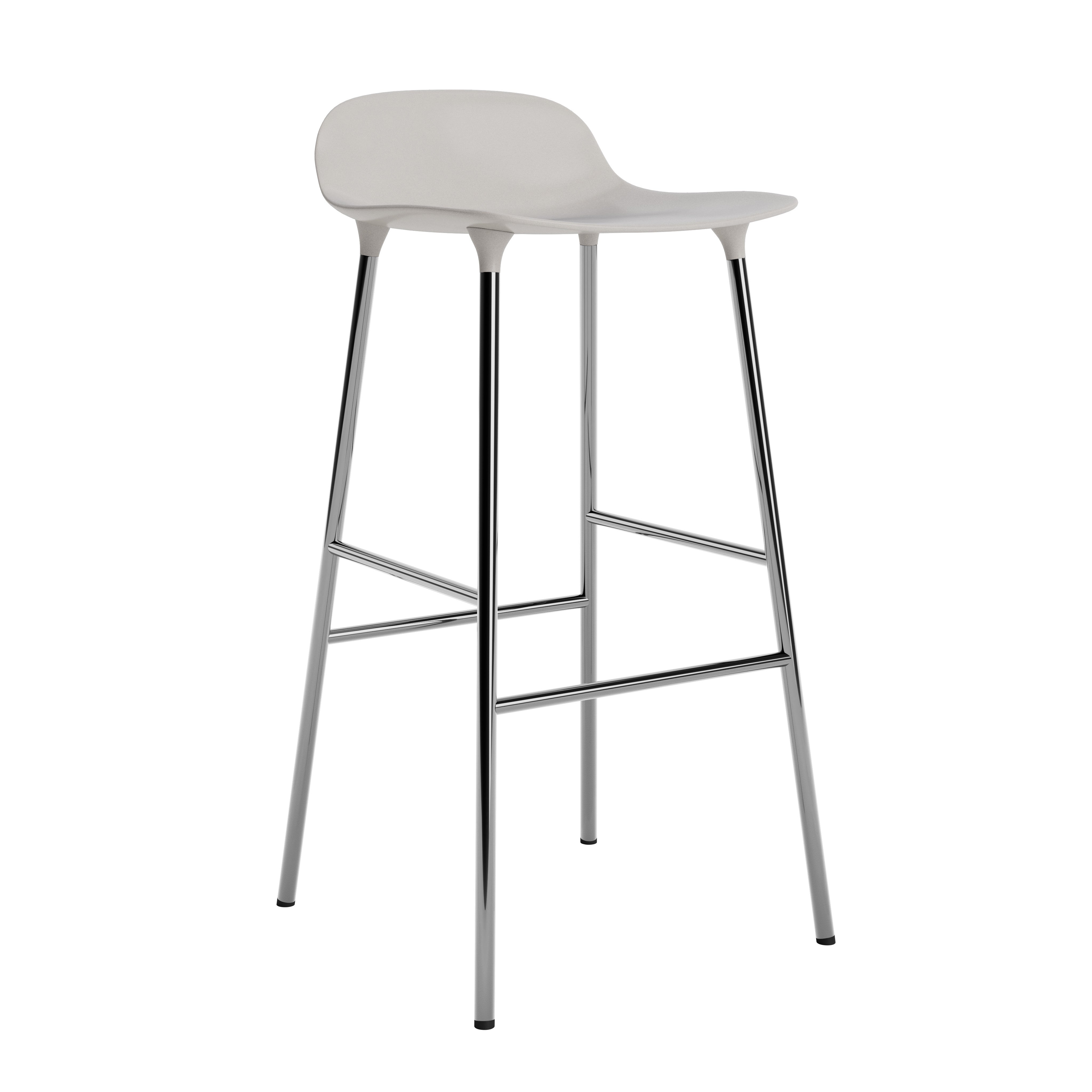 Hocker forms warm gray with a chrome base