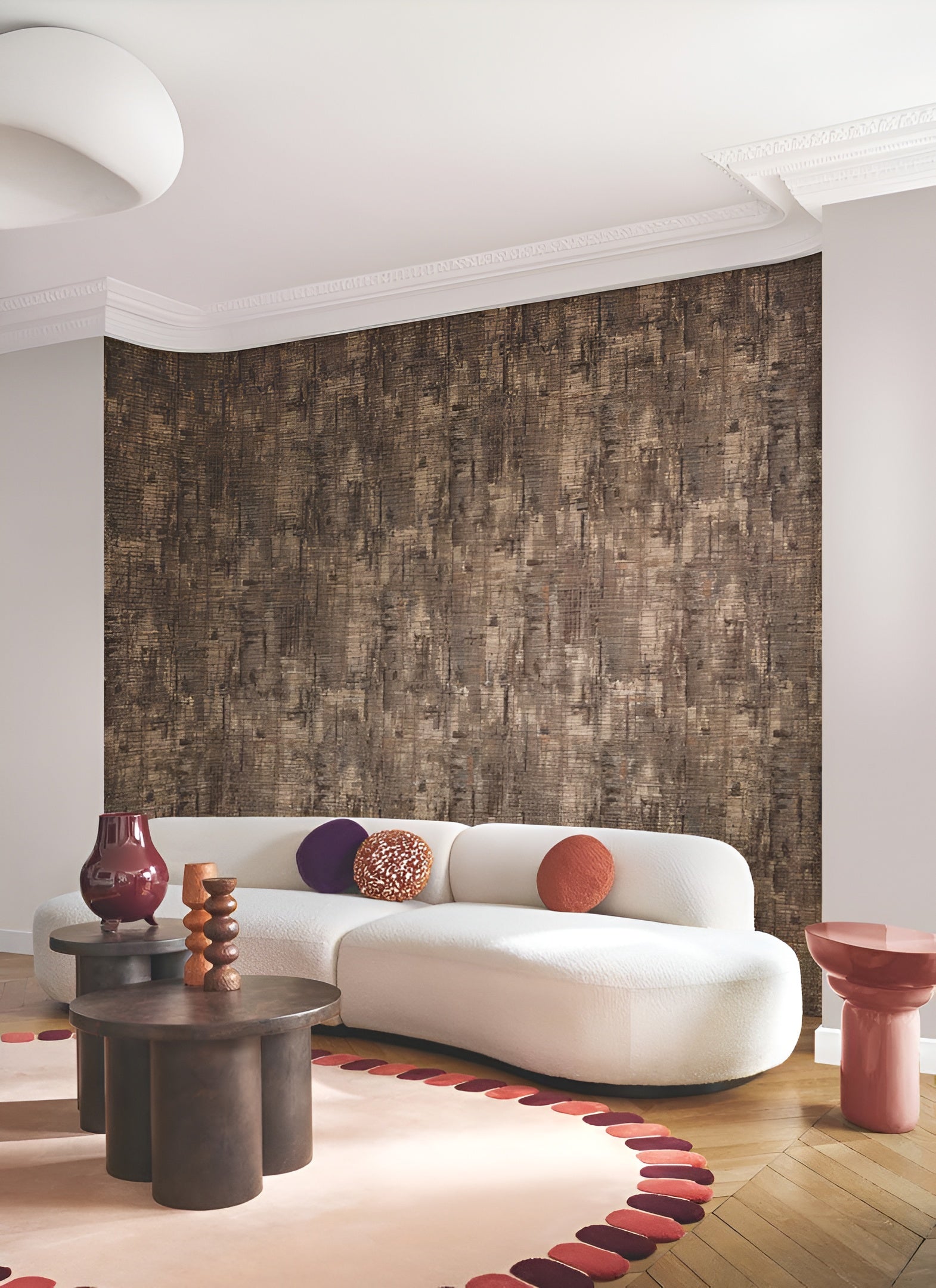 Textile wallpaper with abstract pattern MANUFACTURA - PIERRE BLEUE blue